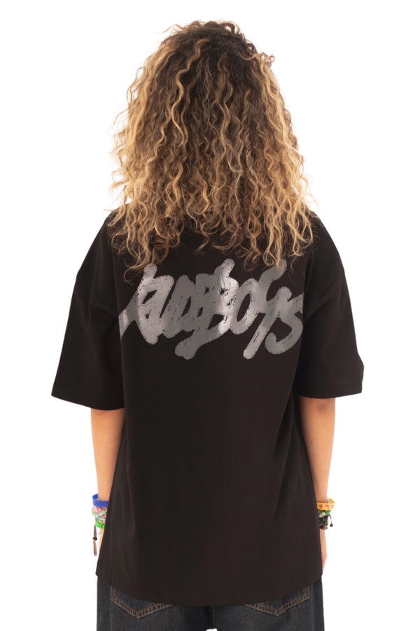 I DONT F CARE BLACK RUBBER BOXY TEE back