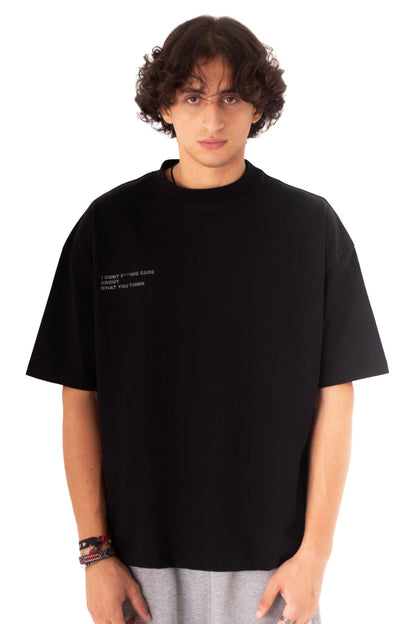 I DONT F CARE BLACK RUBBER BOXY TEE