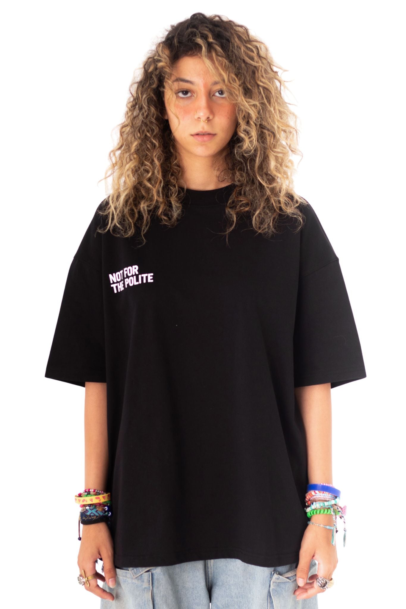 NOT FOR THE POLITE BLACK CHROME BOXY TEE