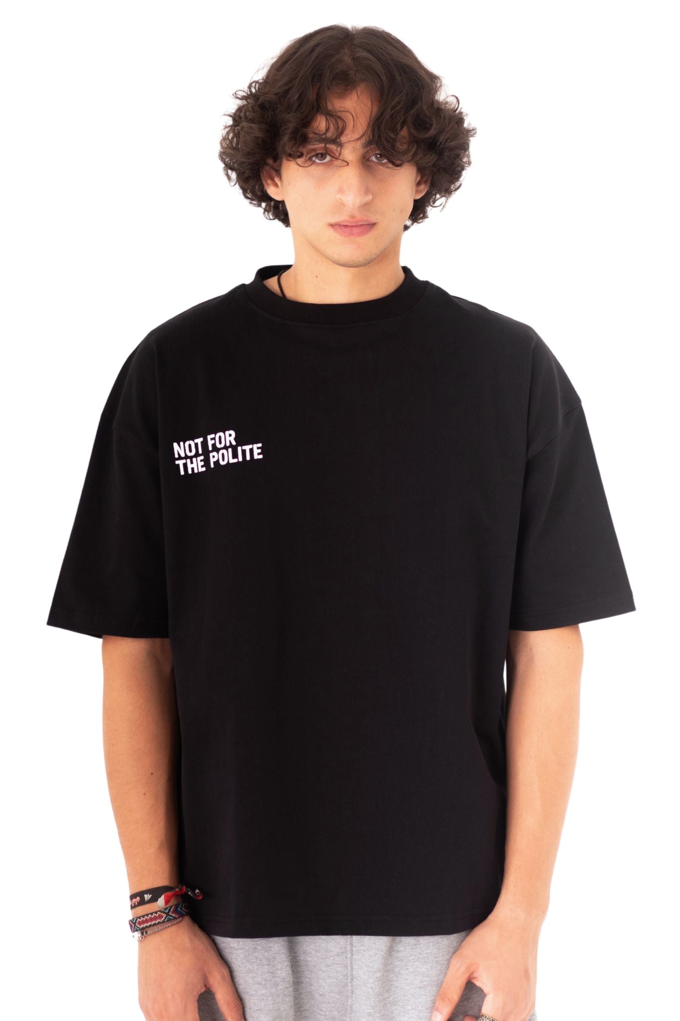 NOT FOR THE POLITE BLACK CHROME BOXY TEE