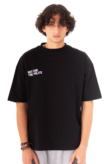 NOT FOR THE POLITE BLACK CHROME BOXY TEE